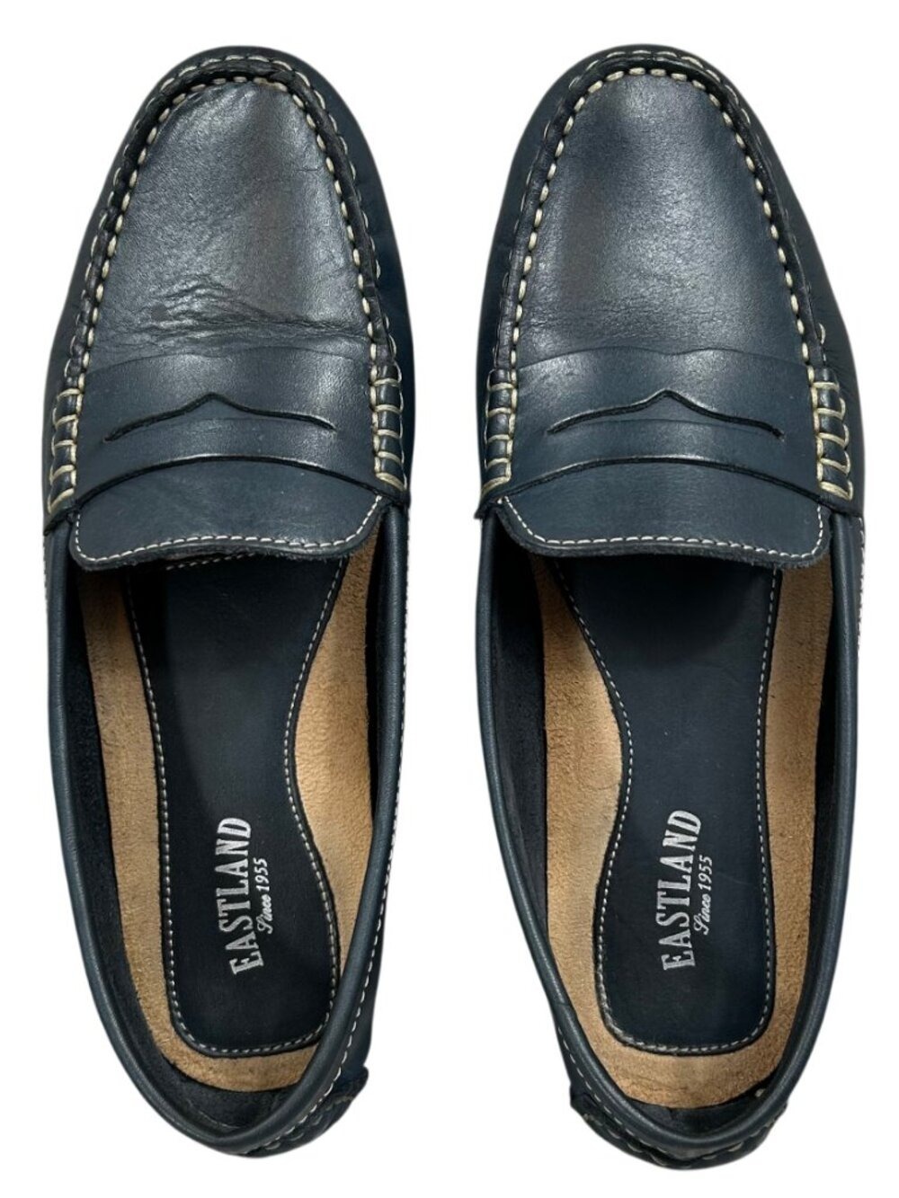 Eastland Patricia Navy Blue Penny Loafer Leather Driving Mocs Shoes Size 8